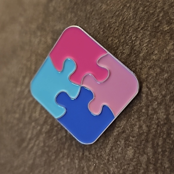 5/$25 Pastel Autism Awareness Puzzle Lapel Hat Pin - Picture 2 of 5